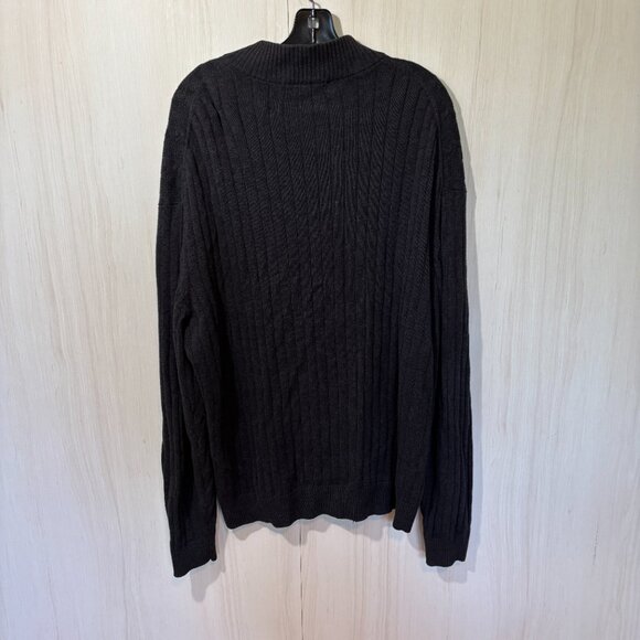 Pronto-Uomo Men’s Cable-knit Quarter Zip Sweater, 100% Cotton, Grey, Sz XL - Picture 5 of 5